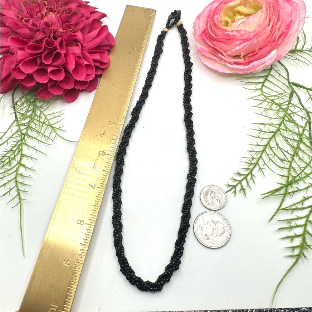 VINTAGE⚜️Black Spun Glass Beaded Necklace - Picture 6 of 7